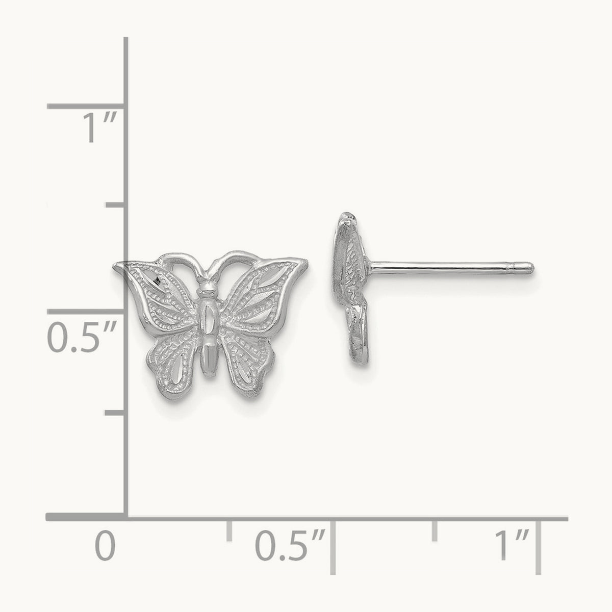 Diamond-cut Butterfly Earrings, 14K White Gold