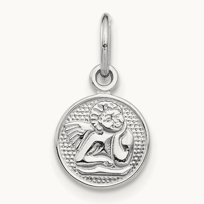 Small Polished Angel Charm — 14K White Gold