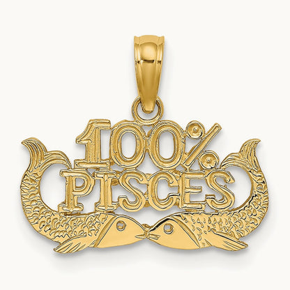 100% PISCES Zodiac Charm — 14K Yellow Gold