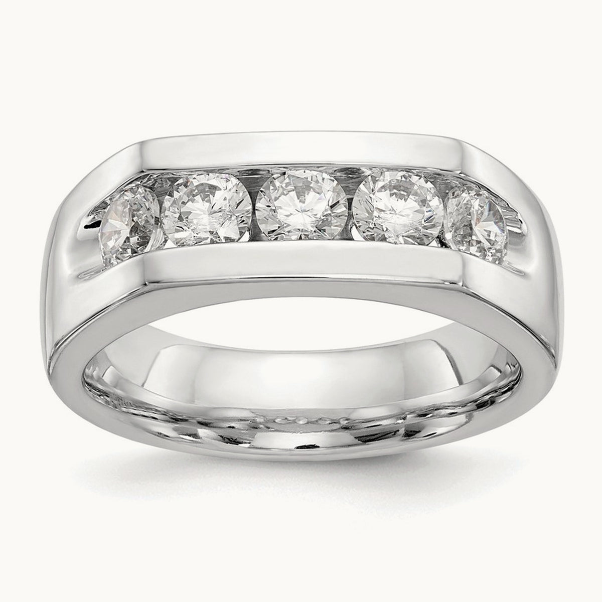 5-Stone Diamond Channel Band, 14K White Gold