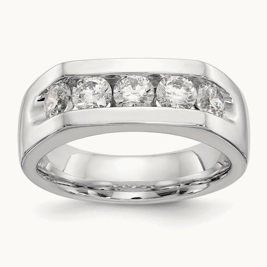 5-Stone Diamond Channel Band, 14K White Gold