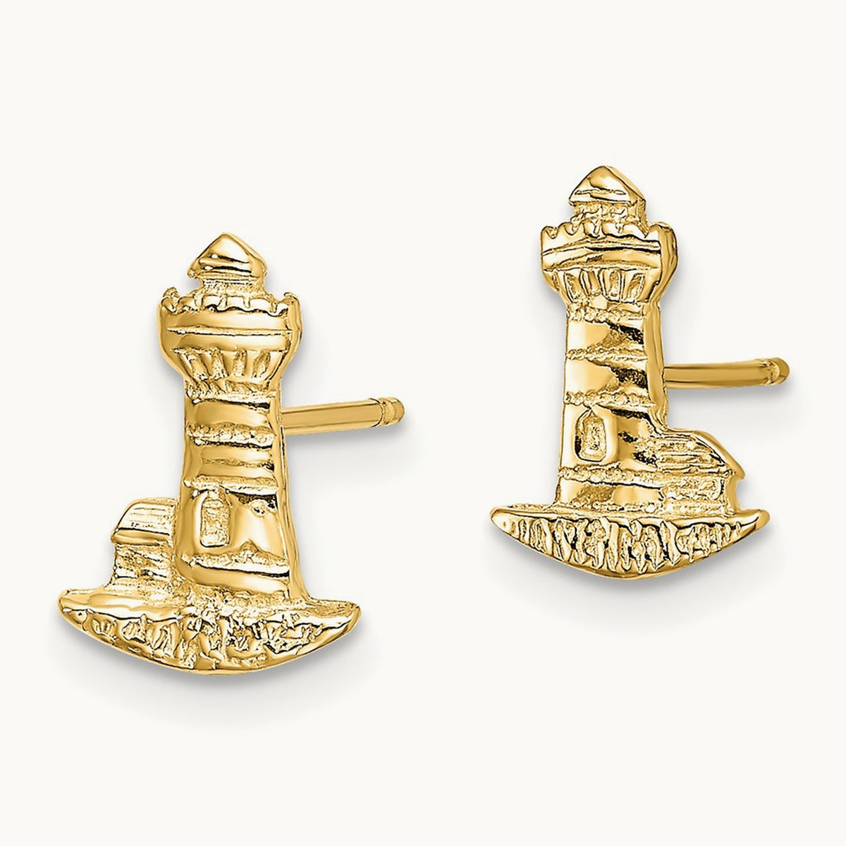 Lighthouse Post Earrings, 14K