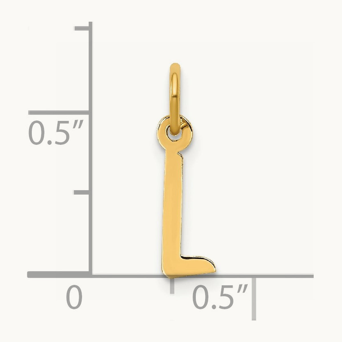 Small Slanted Block Initial Charm — 14K Yellow Gold, L