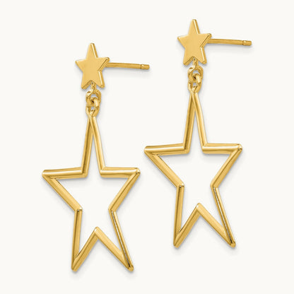 Star Dangle Post Earrings, 14K