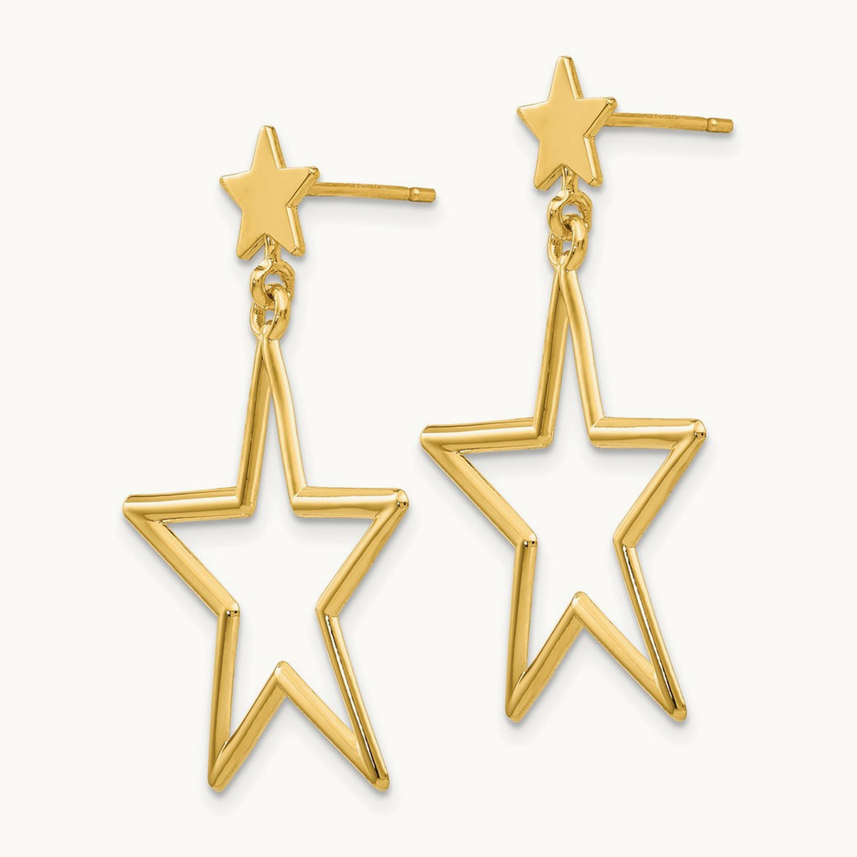 Star Dangle Post Earrings, 14K