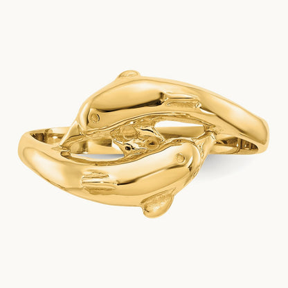 Double Dolphins Ring, 14K