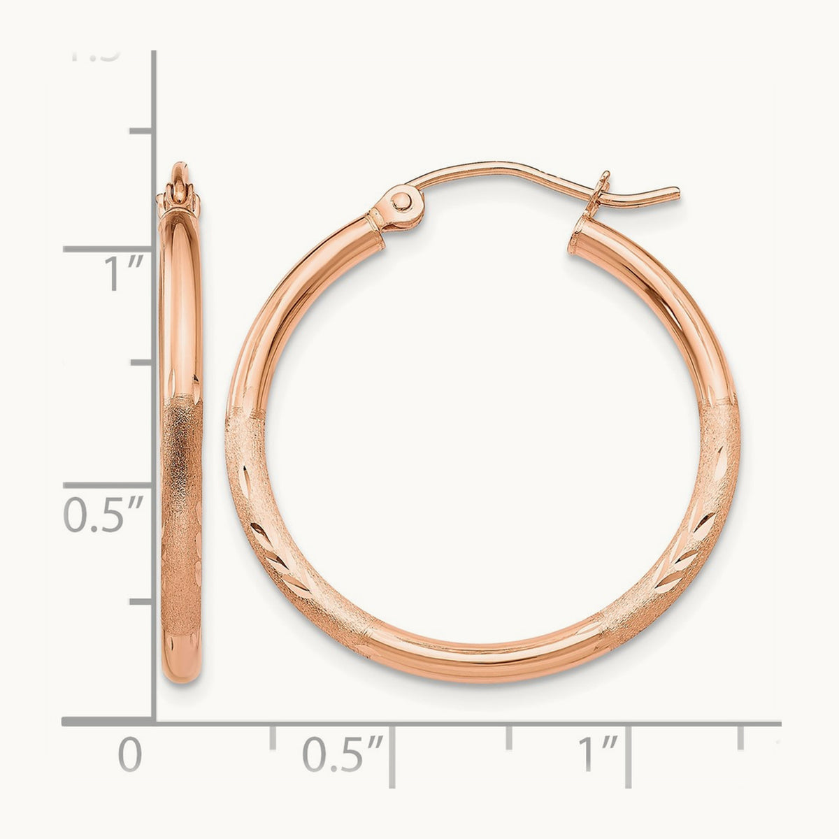 Lightweight Satin Diamond Cut Hoop Earrings — 25mm