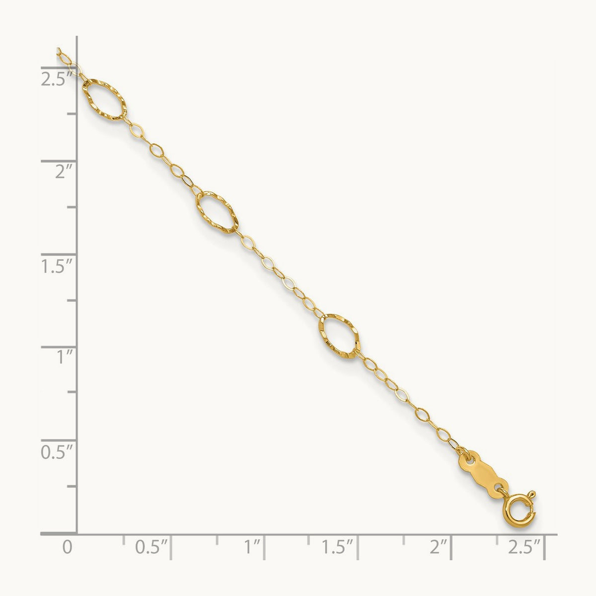 Oval Shapes 10in Plus 1in ext Anklet, 14K