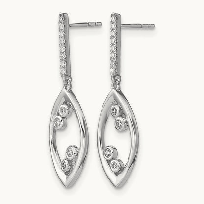 Polished Fancy Dangle Diamond Post Earrings, 14K White Gold