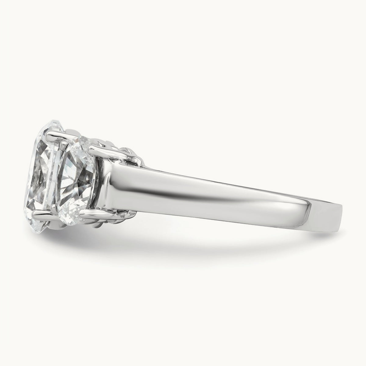 Oval 3 Stone Engagement Ring, 1.25-3.50 ct tw Lab-Grown Diamond — 3 5/8 ct, 14K White Gold