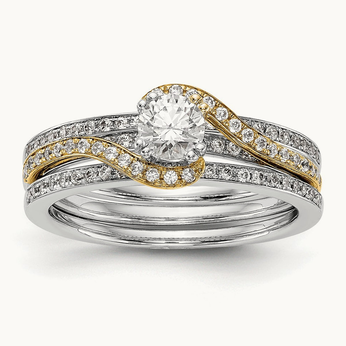 Round Semi-Mount Bypass Engagement Ring, 0.15 ct tw — 14K Two-Tone