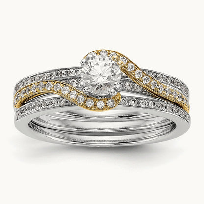 Round Semi-Mount Bypass Engagement Ring, 0.15 ct tw — 14K Two-Tone