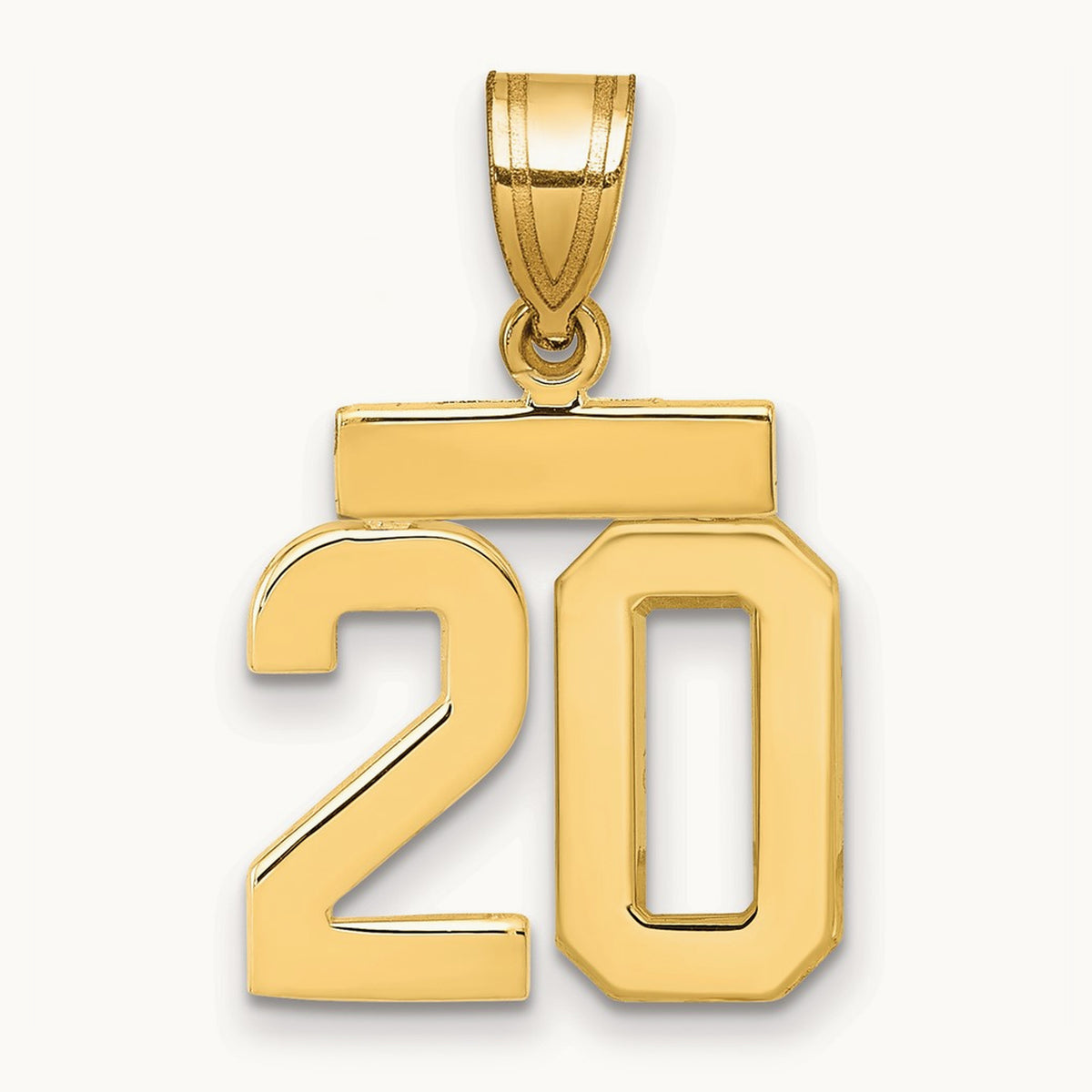 Polished Small Number 20 Charm, 14K