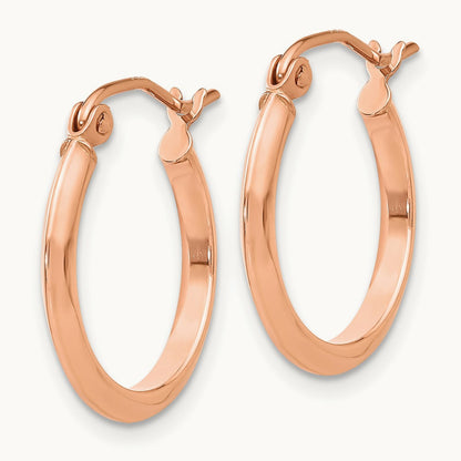 Knife Edge Hoop Earrings, 2.5mm, 14K Rose