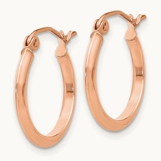 Knife Edge Hoop Earrings, 2.5mm, 14K Rose