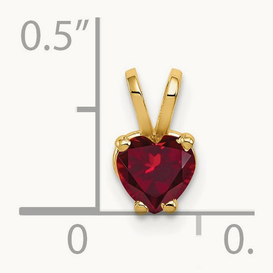 Heart Created Ruby pendant, 5mm, 14K