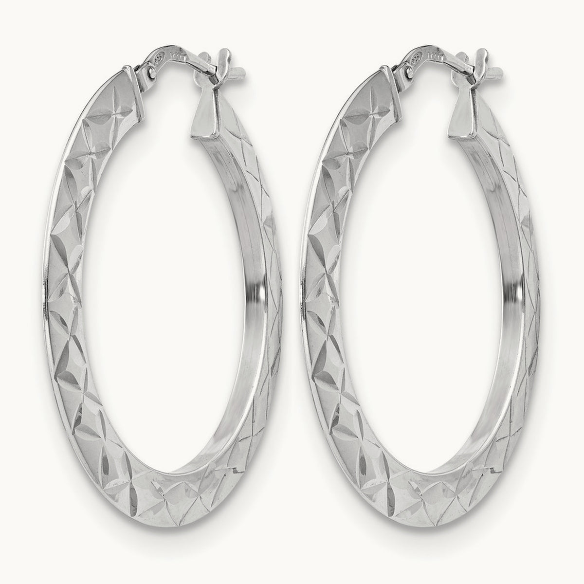 RH- Polished & D/C Hoop Earrings — Leslie's — 34mm