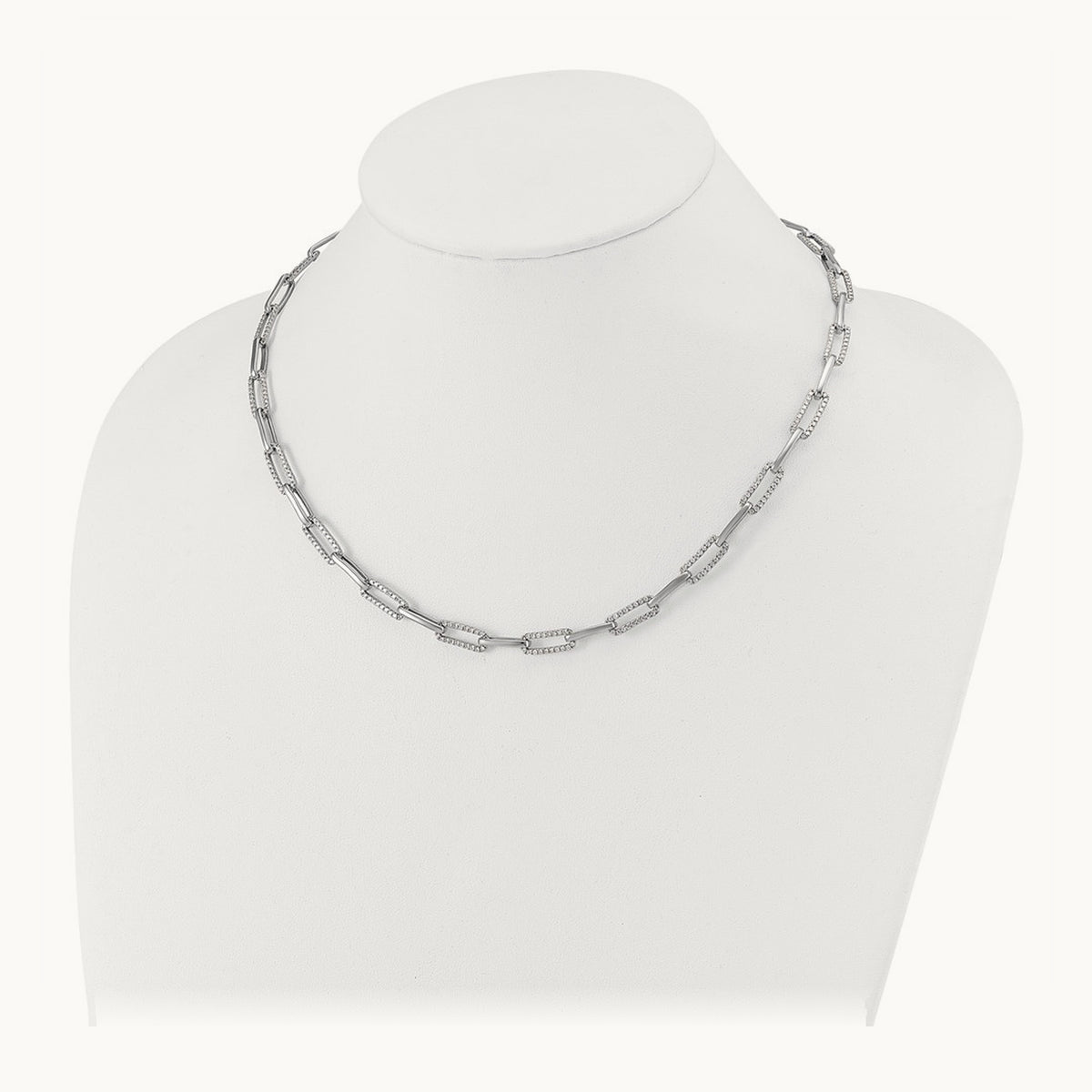 Fashion Paperclip Necklace, 3.75 ct tw Lab-Grown Diamond — 14K White Gold