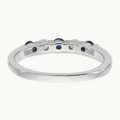 Diamond w/Sapphire Band, 14K White Gold