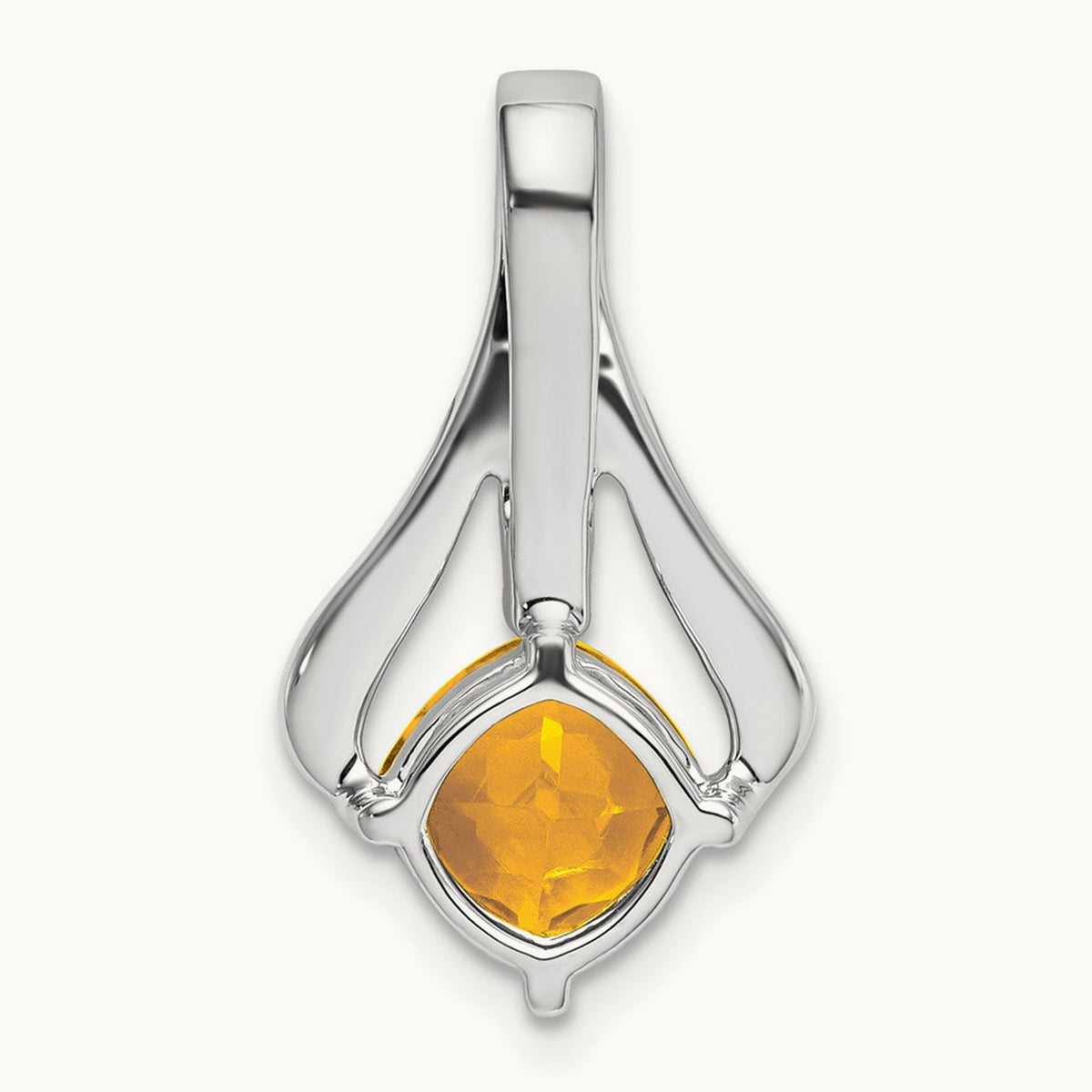 Citrine and Diamond Pendant — 14K White Gold