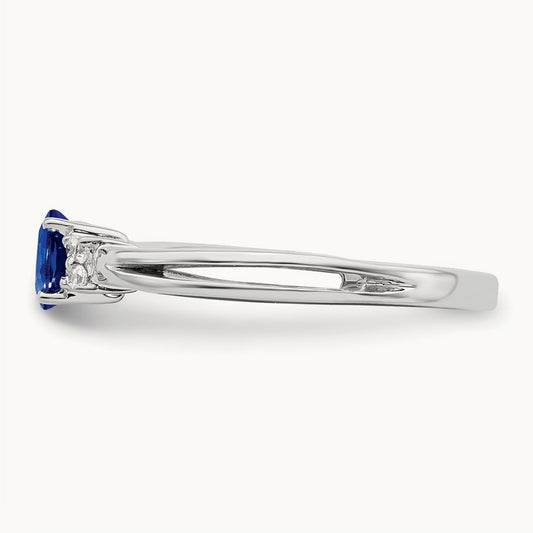 Oval Sapphire and Diamond Ring, 14K White Gold