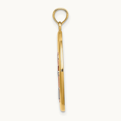 w/White Rhodium Anchor In Circle Charm, 14K Two-tone