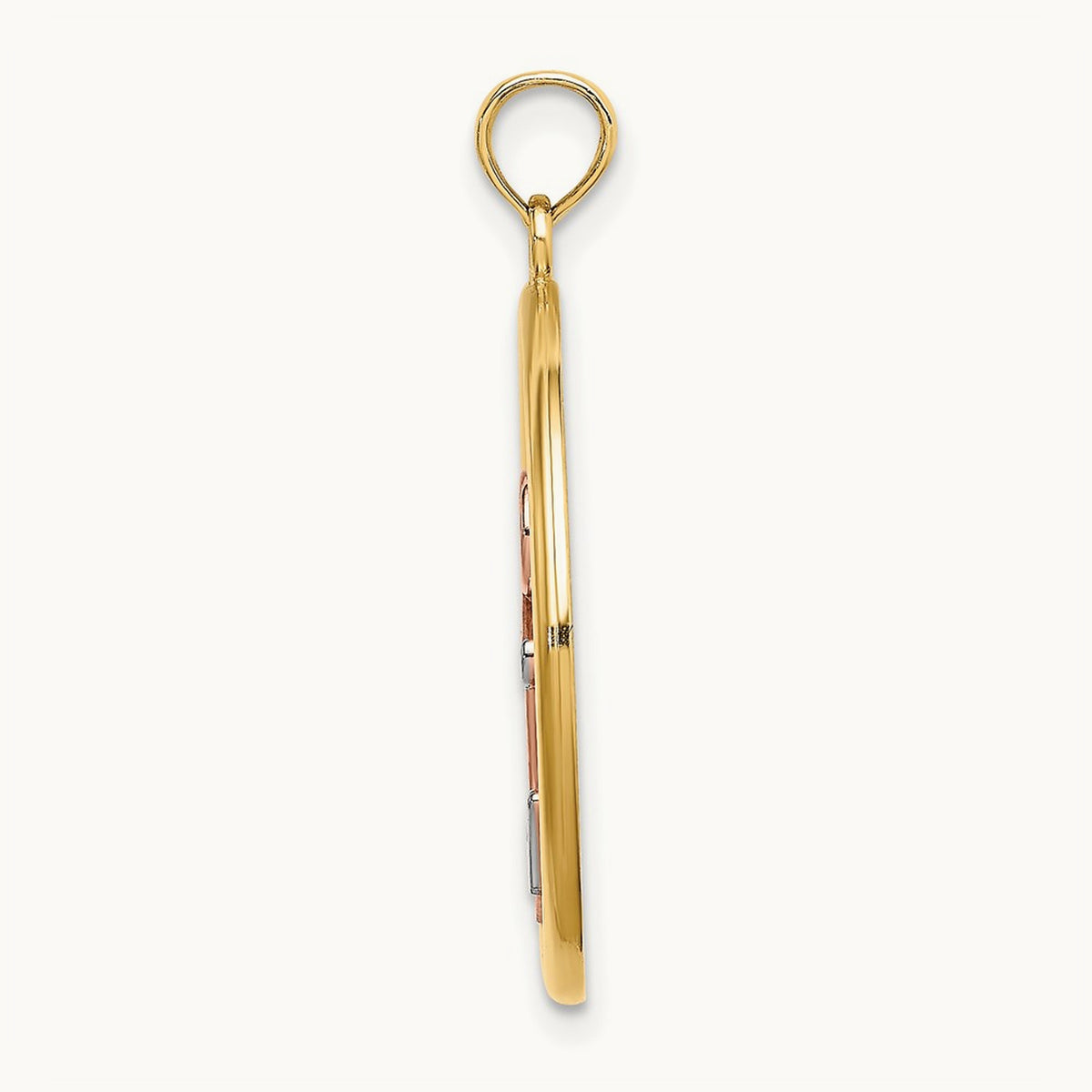 w/White Rhodium Anchor In Circle Charm, 14K Two-tone