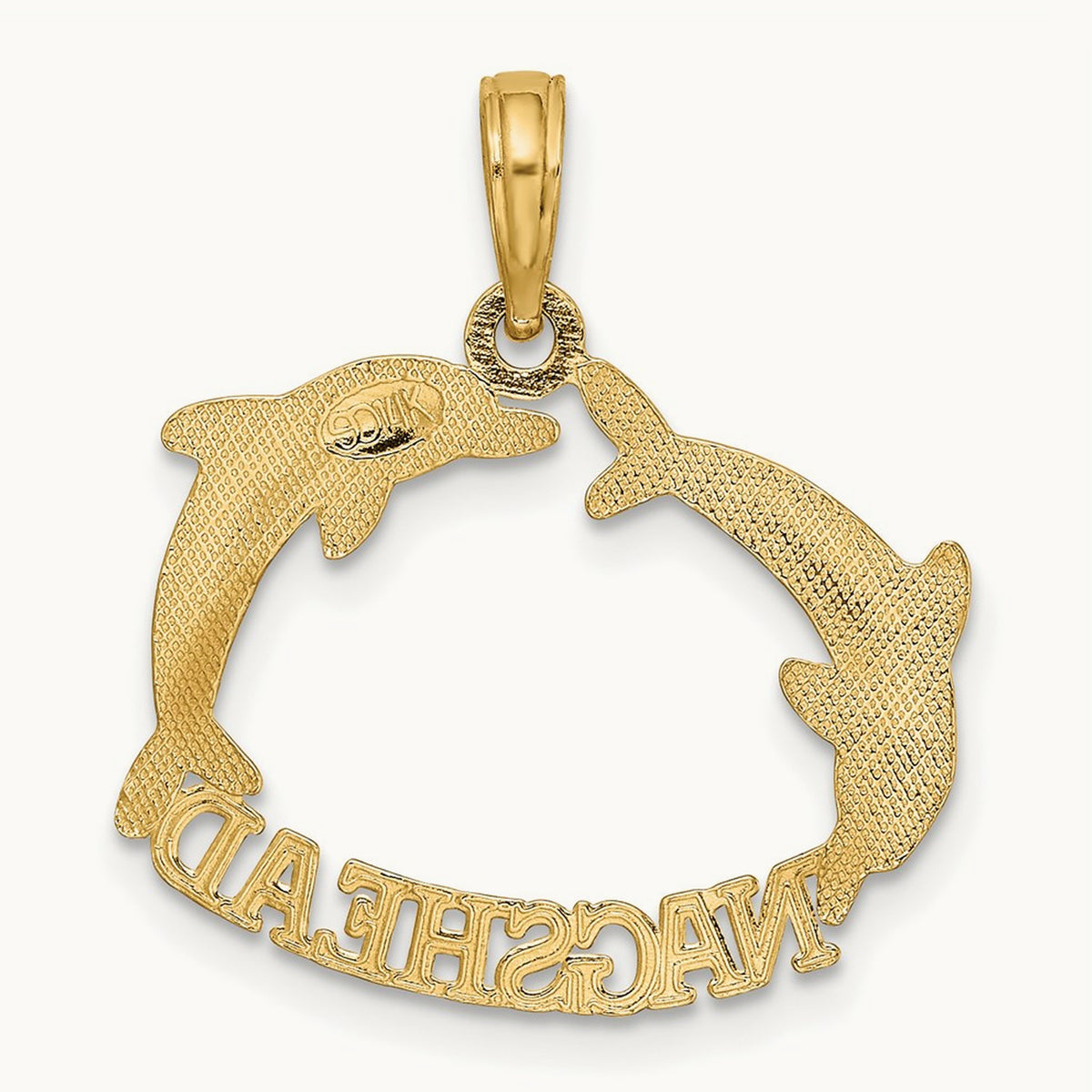 Polished NAGS HEAD w/ Jumping Dolphins Charm, 14K