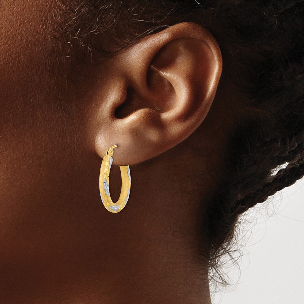 Diamond-cut Satin Hoop Earrings — 21.75mm