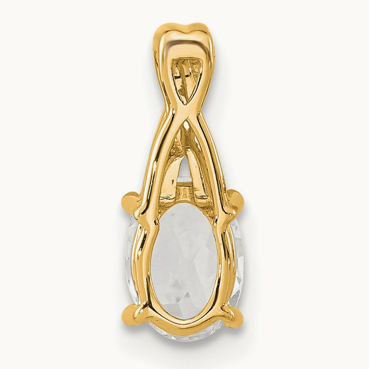 Oval Topaz and Diamond Pendant — 14K Yellow Gold