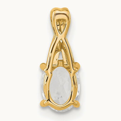 Oval Topaz and Diamond Pendant — 14K Yellow Gold