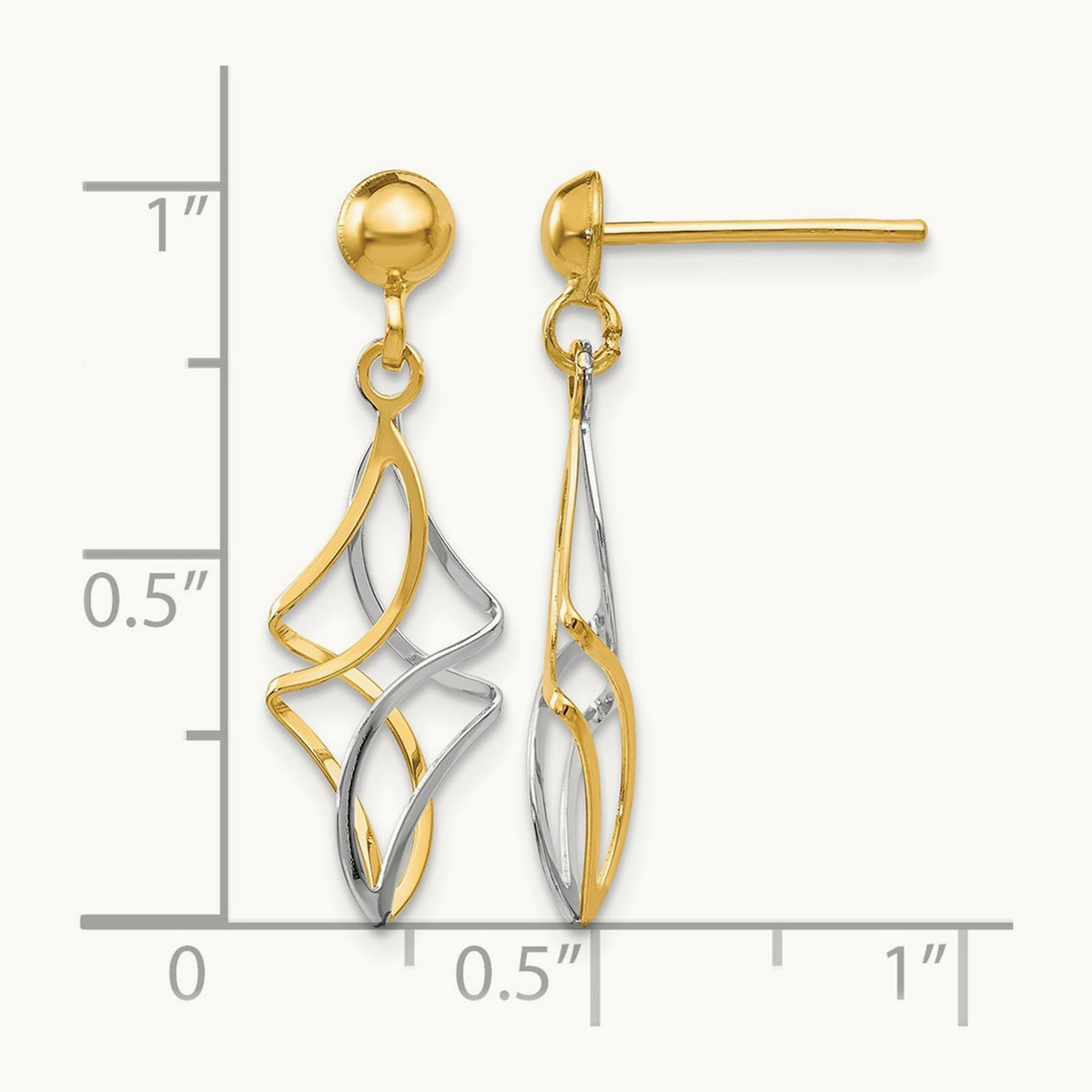 Post Dangle Earrings — 14K Two-Tone Gold