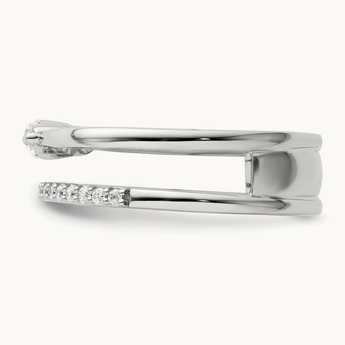 Polished Diamond Double Band Fashion Ring, 14K White Gold