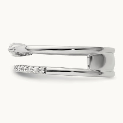 Polished Diamond Double Band Fashion Ring, 14K White Gold