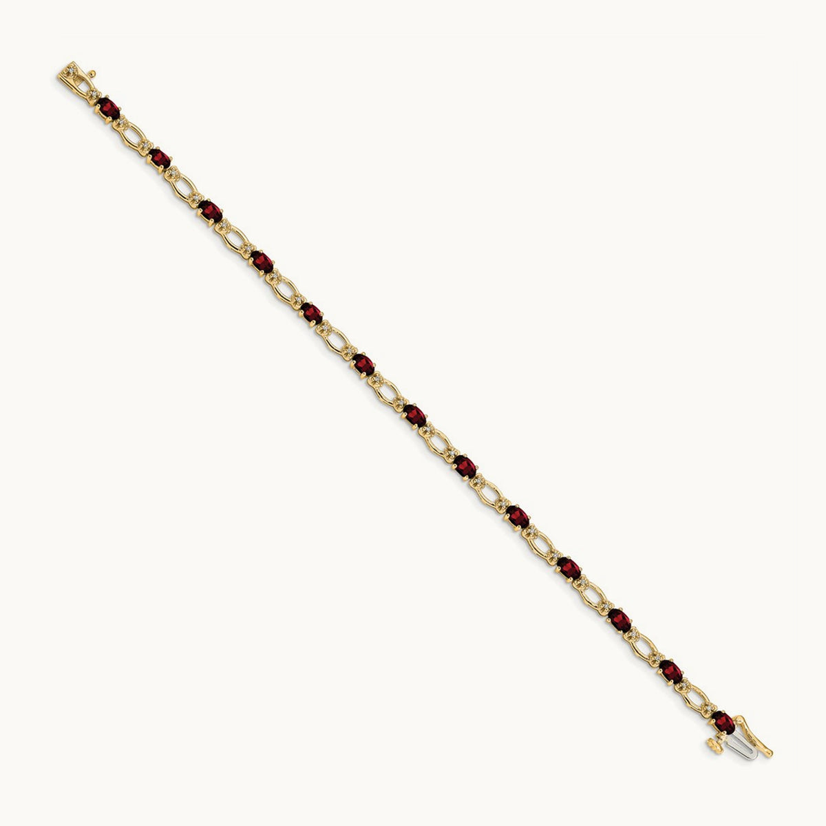 Diamond and Garnet Bracelet — 14K Yellow Gold