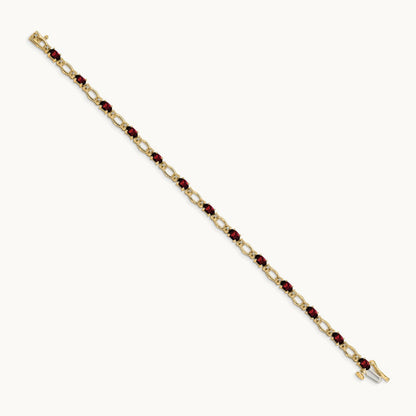 Diamond and Garnet Bracelet — 14K Yellow Gold