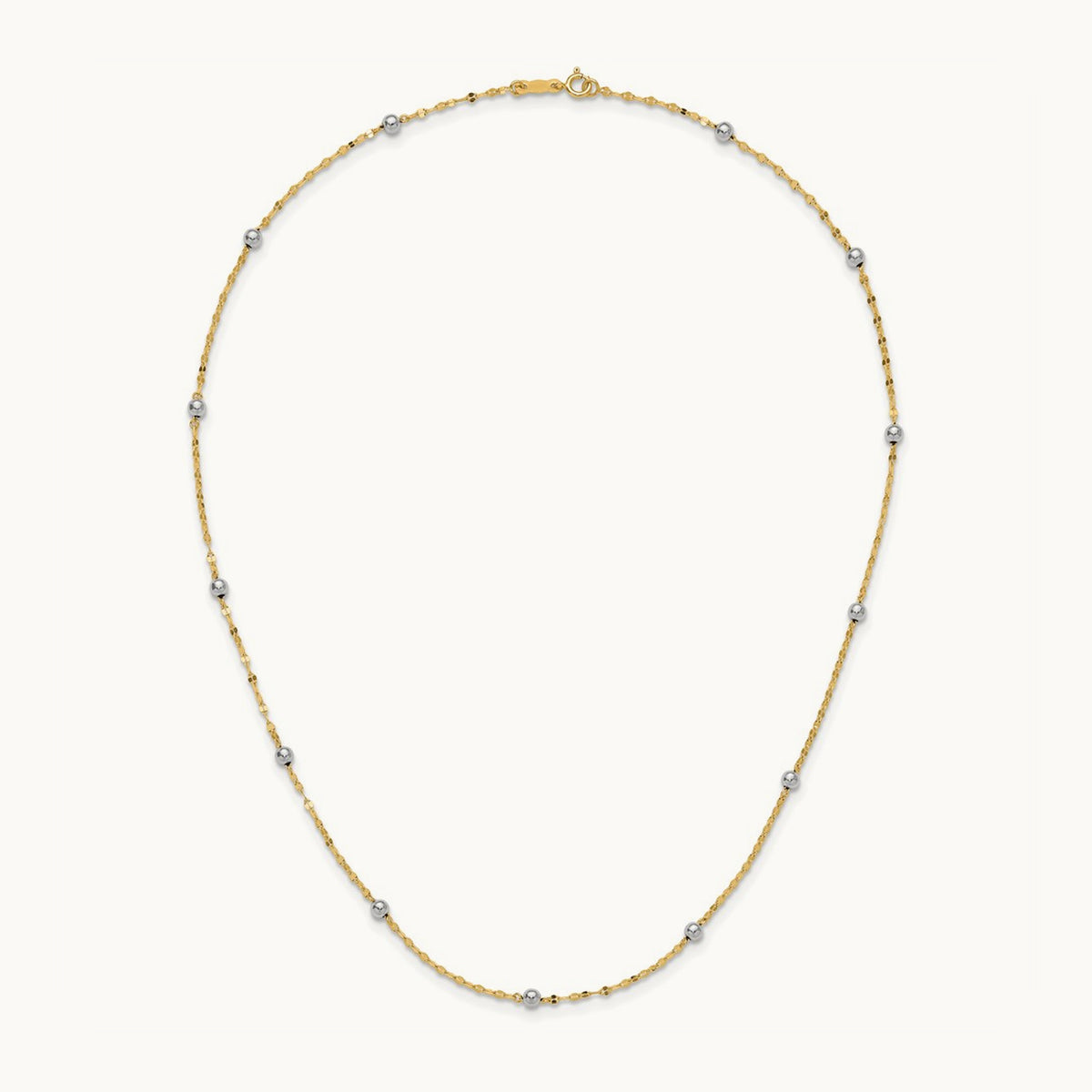 Polished Bead Fancy Necklace, 14K Two Tone
