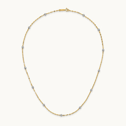 Polished Bead Fancy Necklace, 14K Two Tone