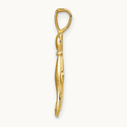 Satin and Polished Cats Pendant, 14K
