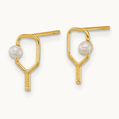 Polished Freshwater Cultured Pearl Pickleball Post Earrings, 14K