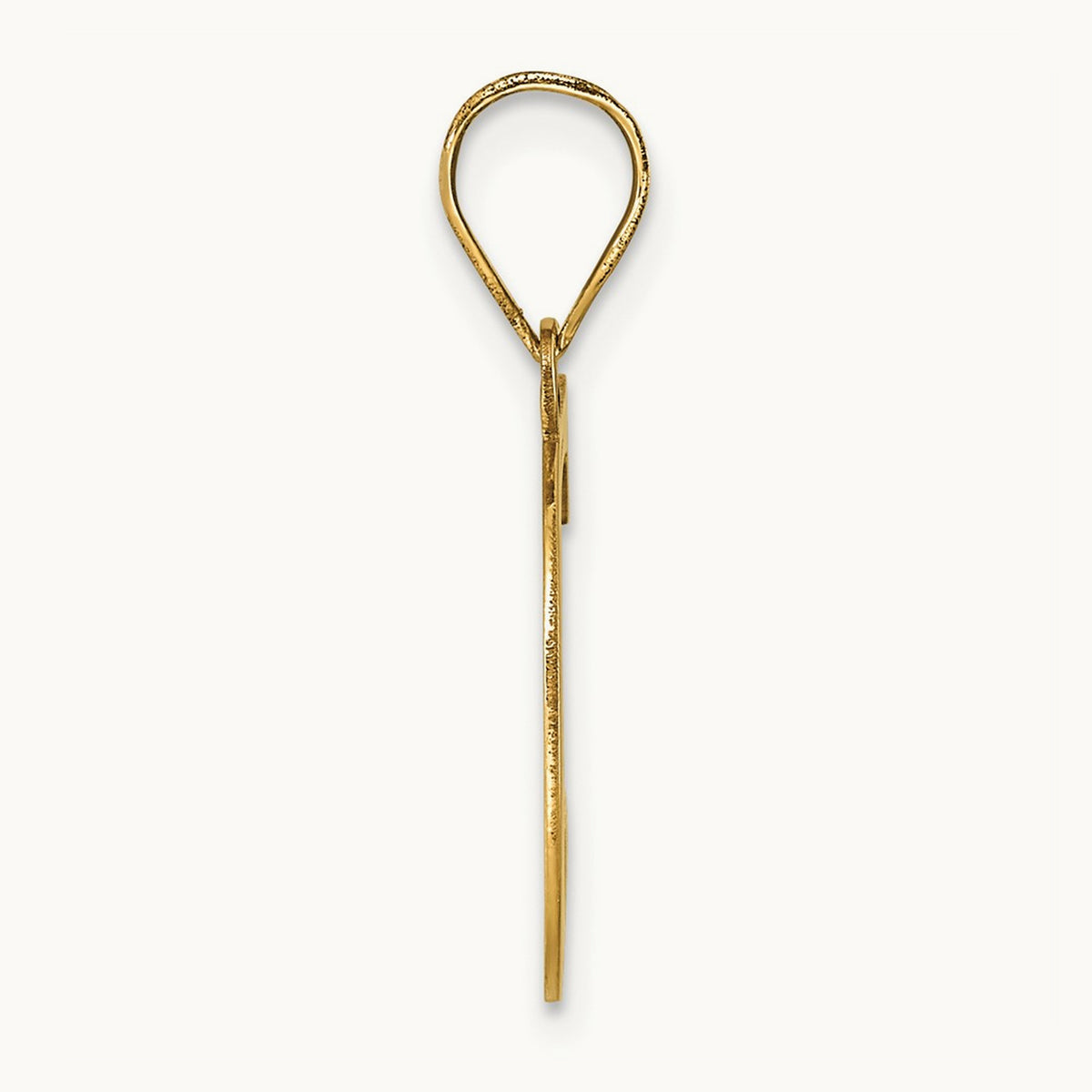 Polished Etched Letter C Initial Pendant, 14K