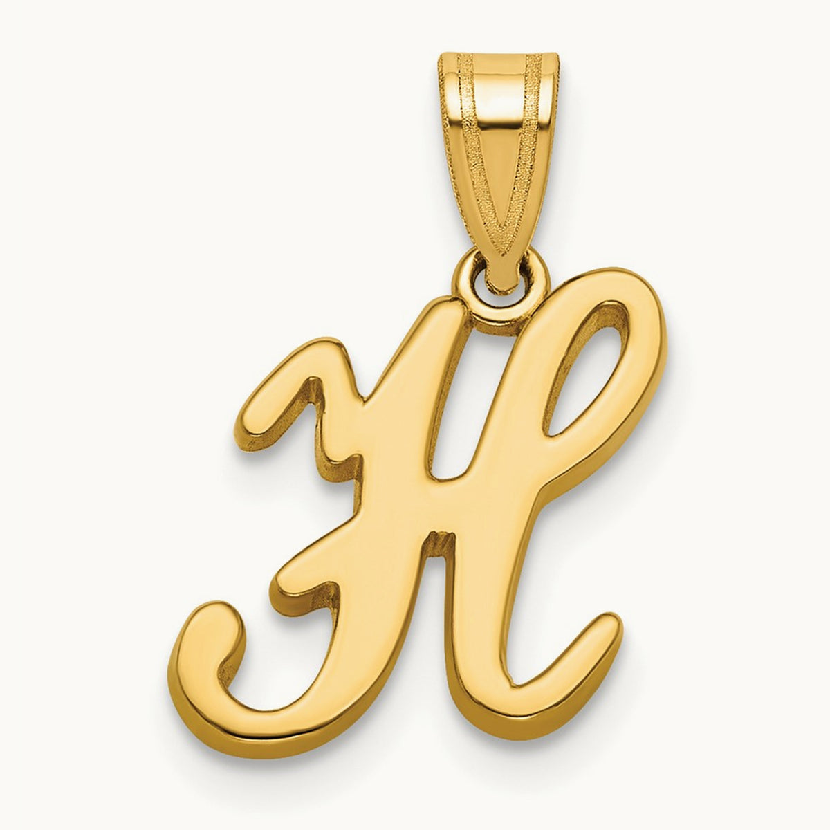 Script Letter H Initial Pendant, 14K Yellow Gold
