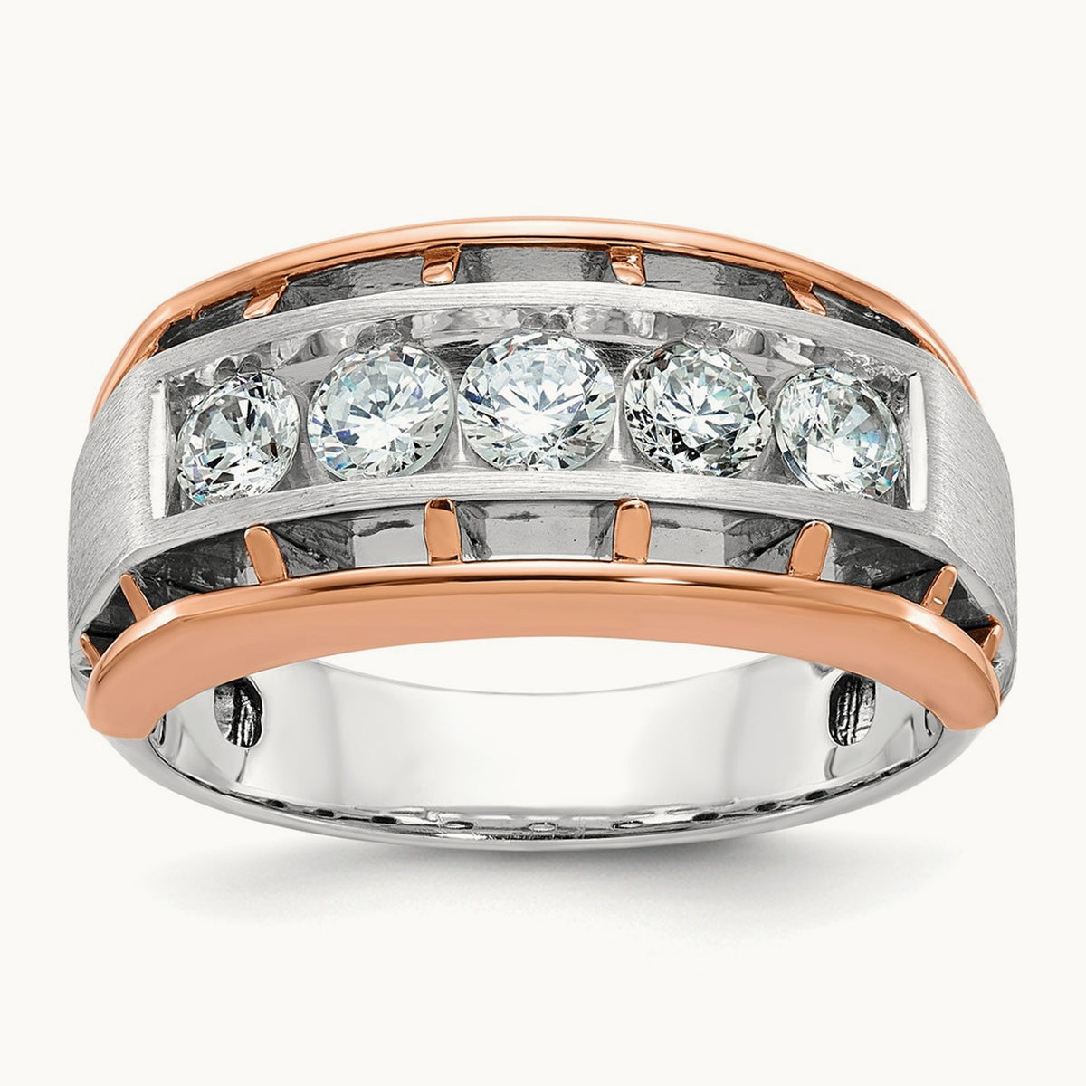 5 Stone Men's Ring, 1.00 ct tw Lab-Grown Diamond