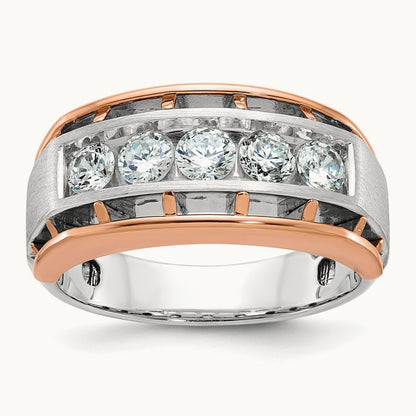 5 Stone Men's Ring, 1.00 ct tw Lab-Grown Diamond