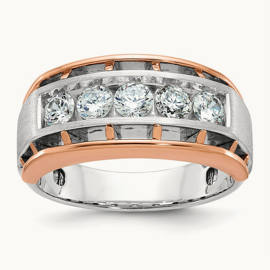 5 Stone Men's Ring, 1.00 ct tw Lab-Grown Diamond