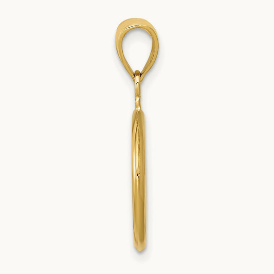 3D Polished Peace Sign Charm — 14K Yellow Gold