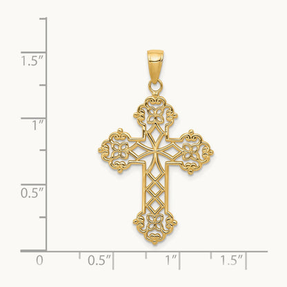 Lacey Budded Cross Pendant, 14K