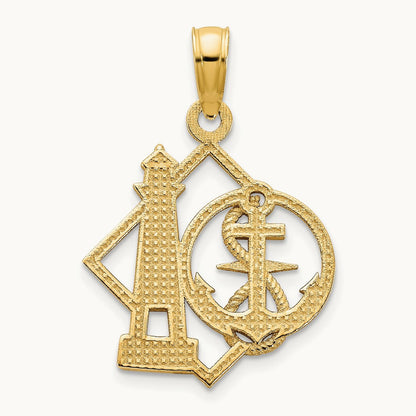 Lighthouse and Anchor Charm, 14K Yellow Gold