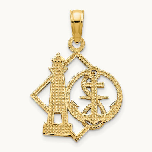 Lighthouse and Anchor Charm, 14K Yellow Gold