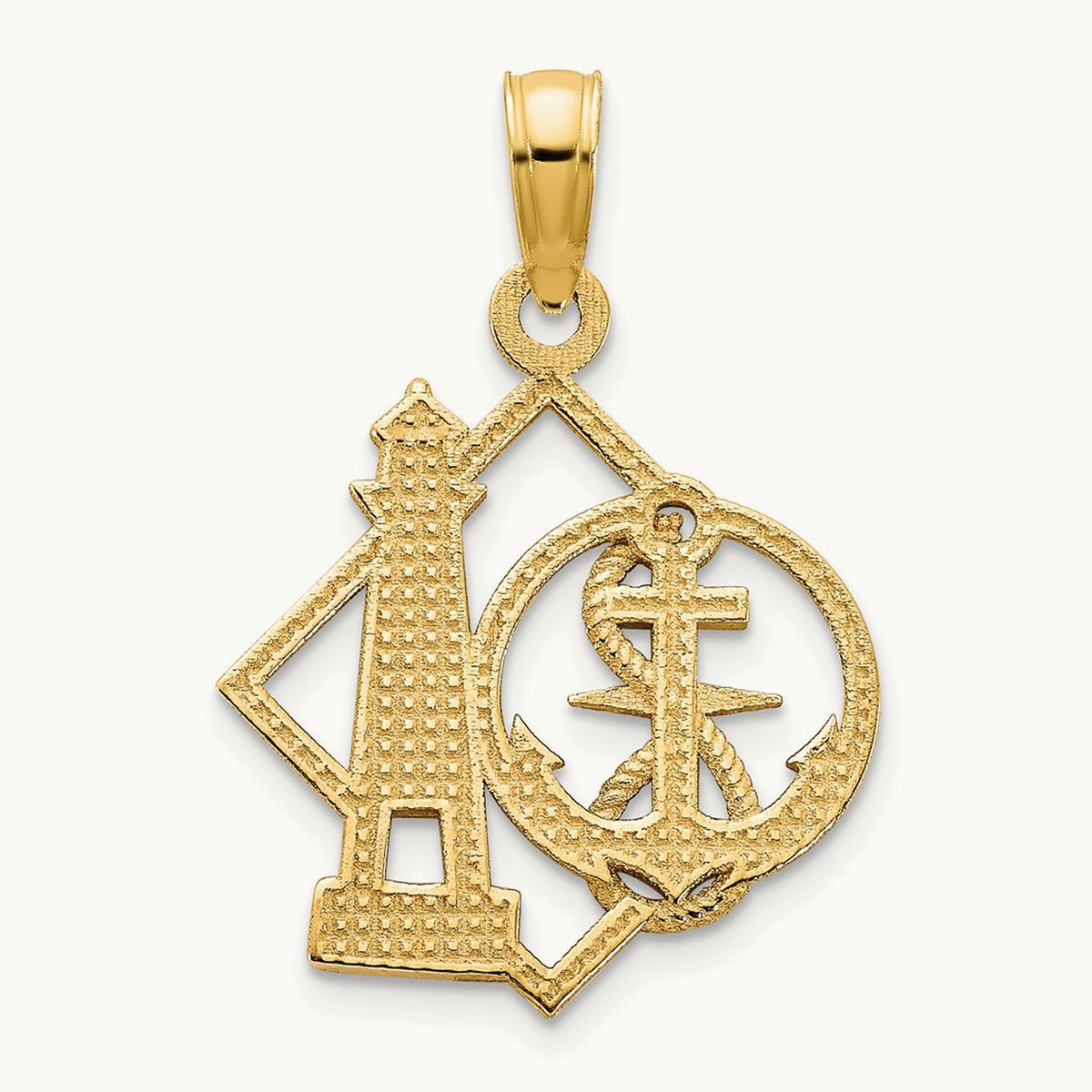 Lighthouse and Anchor Charm, 14K Yellow Gold